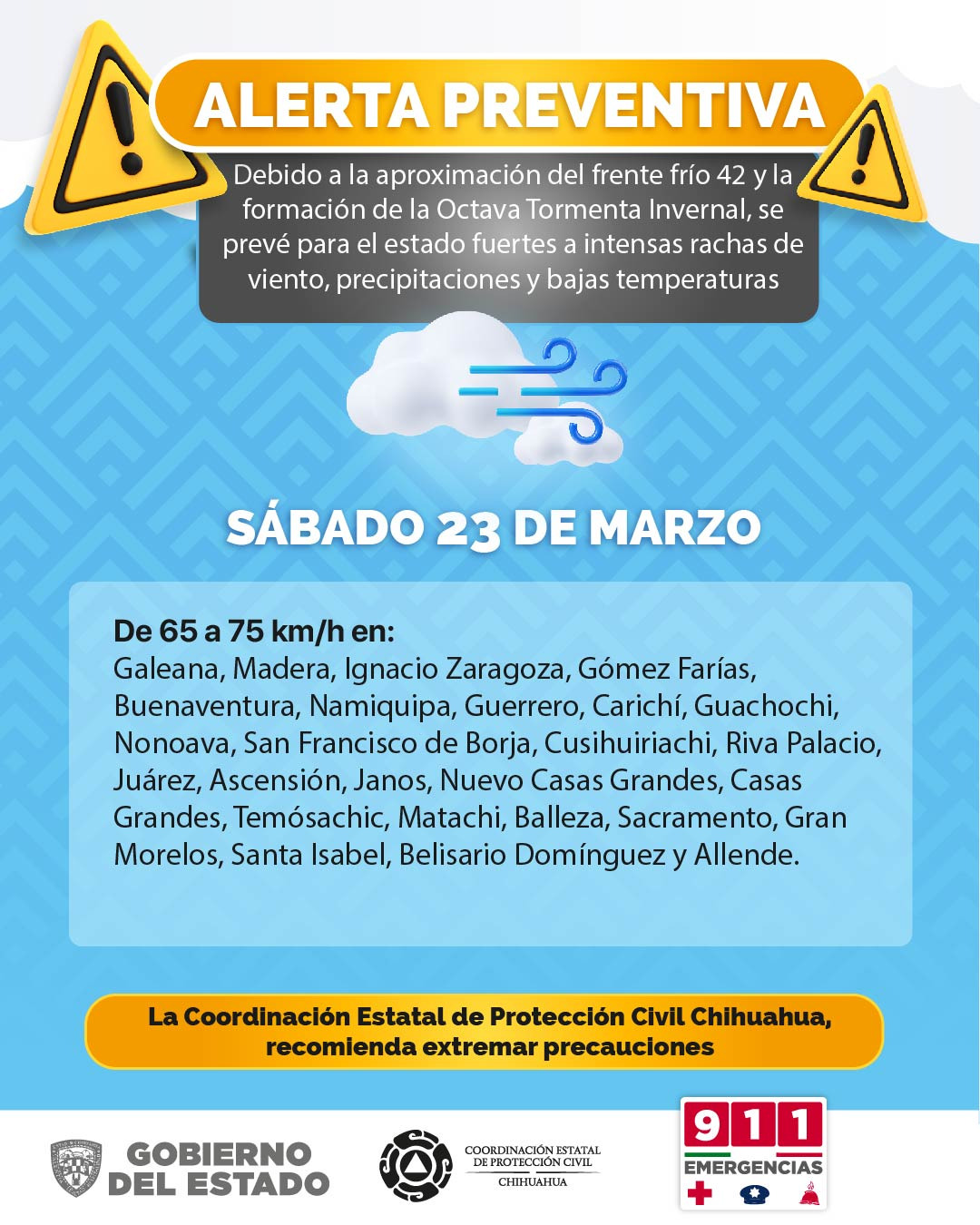 Prevalece alerta amarilla por fuertes vientos en la entidad – Al Contacto