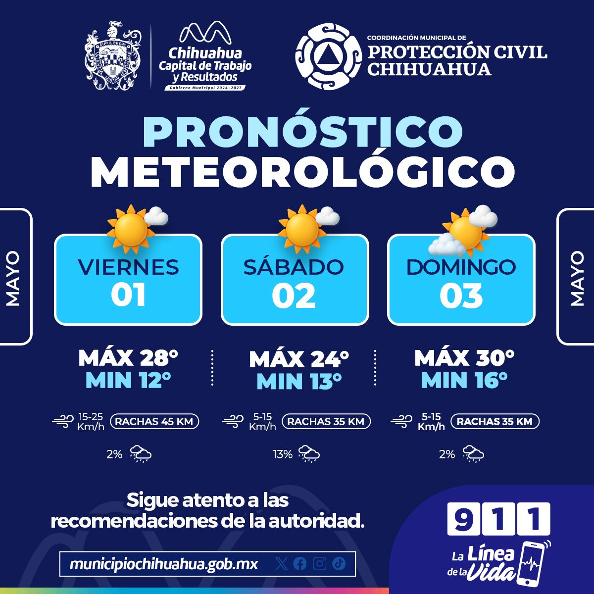 Chihuahua se prepara para un fin de semana de contrastes térmicos y vientos fuertes